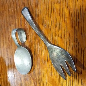 Silver-plated baby spoon and fork